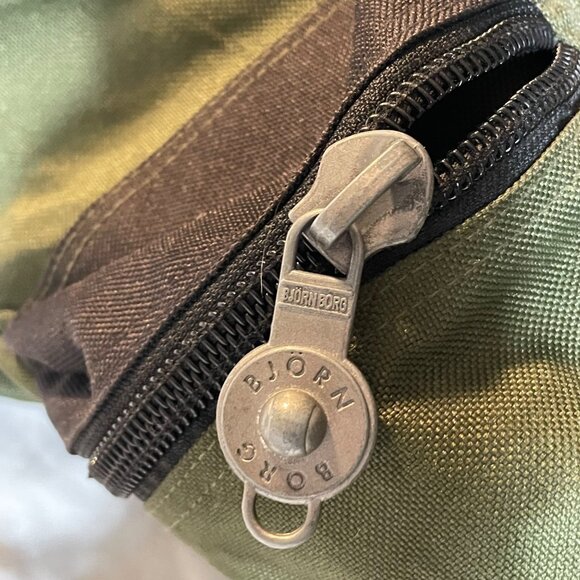 Retro Bjorn Borg Dark Green & Black Canvas Backpack With Striped Design and Pock - Picture 14 of 14